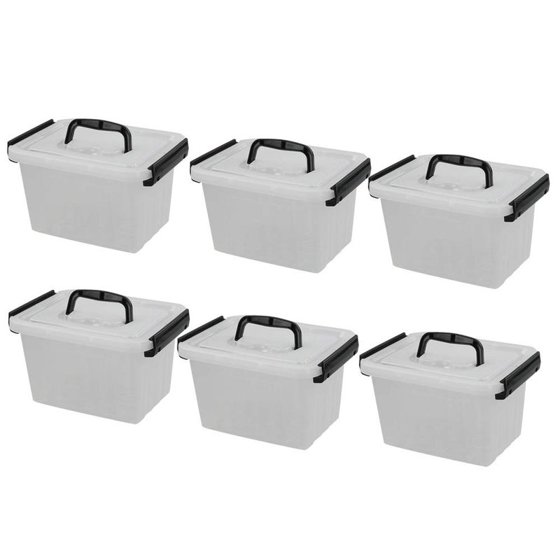 Ramddy 3.5 Quart Small Plastic Storage Box with Handles, 6 Packs Clear Latching Bin with Lid - Image 1